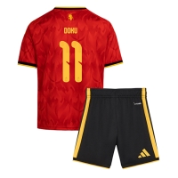 Camiseta Bélgica Jeremy Doku #11 Primera Equipación Replica Mundial 2026 para niños mangas cortas (+ Pantalones cortos)